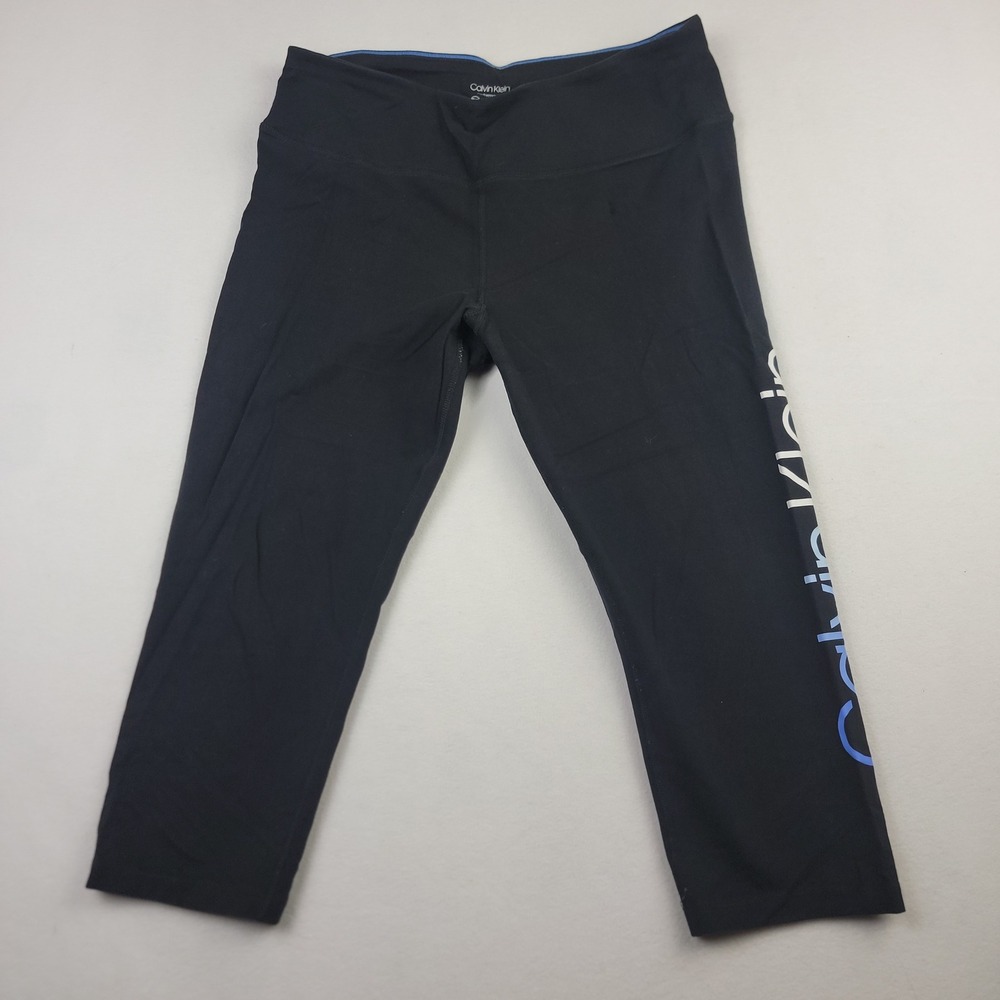 Calvin Klein Performance Womens XL Black Cropped Logo Stretch Leggings 1530